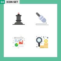 Modern Set of 4 Flat Icons Pictograph of chess report audio cable technology finance Editable Vector Design Elements