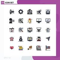 25 Thematic Vector Filled line Flat Colors and Editable Symbols of feminism chat play banking hobby payment Editable Vector Design Elements