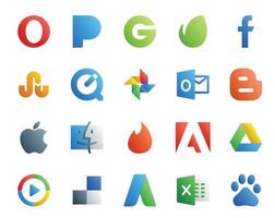 20 Social Media Icon Pack Including delicious windows media player outlook google drive tinder vector