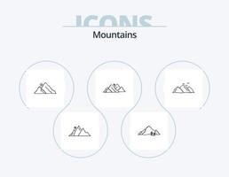 Mountains Line Icon Pack 5 Icon Design. hill. mountain. nature. birds. hill vector