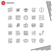 User Interface Pack of 25 Basic Lines of attention jewelry health gold earring Editable Vector Design Elements