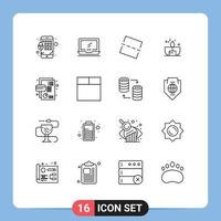 16 Thematic Vector Outlines and Editable Symbols of card shine image lighter dark Editable Vector Design Elements