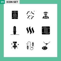 Group of 9 Solid Glyphs Signs and Symbols for currency crypto construction coin weapon Editable Vector Design Elements