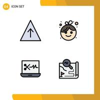 4 Thematic Vector Filledline Flat Colors and Editable Symbols of career digital audio editor baby new route Editable Vector Design Elements