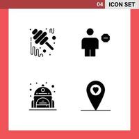 Universal Icon Symbols Group of 4 Modern Solid Glyphs of autumn sign jam block bag Editable Vector Design Elements