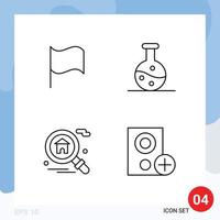 Group of 4 Modern Filledline Flat Colors Set for basic computers boiling flask home gadget Editable Vector Design Elements