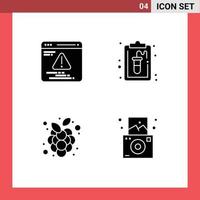 Set of Vector Solid Glyphs on Grid for development vine clipboard lab camera Editable Vector Design Elements