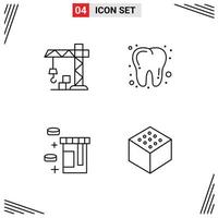 4 Creative Icons Modern Signs and Symbols of architecture cube dental tablet Layer 1 Editable Vector Design Elements