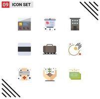 Flat Color Pack of 9 Universal Symbols of stack grid financial shops house Editable Vector Design Elements