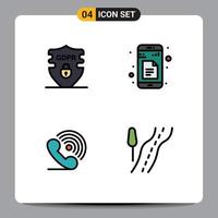 4 User Interface Filledline Flat Color Pack of modern Signs and Symbols of data phone security sheets ring Editable Vector Design Elements