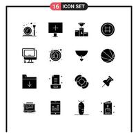 Pictogram Set of 16 Simple Solid Glyphs of computer ui bowl interface goblet Editable Vector Design Elements