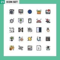25 User Interface Filled line Flat Color Pack of modern Signs and Symbols of protect info map faq wrap Editable Vector Design Elements