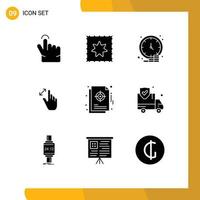 Set of 9 Commercial Solid Glyphs pack for management chart money touch interface Editable Vector Design Elements