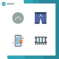 Set of 4 Modern UI Icons Symbols Signs for up mobile multimedia trouser hardware Editable Vector Design Elements
