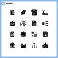 Pack of 16 Modern Solid Glyphs Signs and Symbols for Web Print Media such as business signal call wifi phone Editable Vector Design Elements