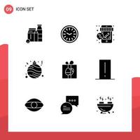 9 Universal Solid Glyphs Set for Web and Mobile Applications birthday gift online decoration ball Editable Vector Design Elements