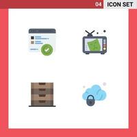 Group of 4 Flat Icons Signs and Symbols for development document web art school Editable Vector Design Elements