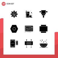 Solid Glyph Pack of 9 Universal Symbols of code layout settings studio mixer Editable Vector Design Elements