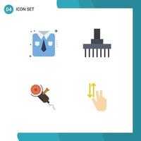 User Interface Pack of 4 Basic Flat Icons of clothes saw work wear front power Editable Vector Design Elements