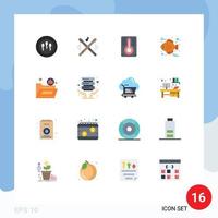 Universal Icon Symbols Group of 16 Modern Flat Colors of internet hosting security temperature measurement folder bug Editable Pack of Creative Vector Design Elements