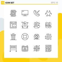 Pictogram Set of 16 Simple Outlines of science hazard imac bio incoming Editable Vector Design Elements