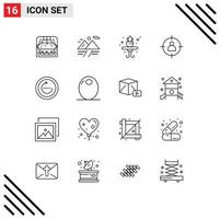 Outline Pack of 16 Universal Symbols of reload browser living user target Editable Vector Design Elements