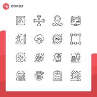 Stock Vector Icon Pack of 16 Line Signs and Symbols for education monitor wrench computer analytic Editable Vector Design Elements