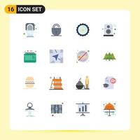 Group of 16 Flat Colors Signs and Symbols for calendar iot badge internet of things speaker Editable Pack of Creative Vector Design Elements