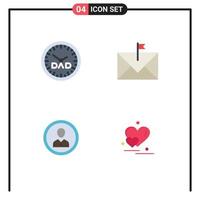 User Interface Pack of 4 Basic Flat Icons of clock avatar timepiece email man Editable Vector Design Elements