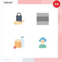 4 User Interface Flat Icon Pack of modern Signs and Symbols of bag buttle shop layout outsource Editable Vector Design Elements