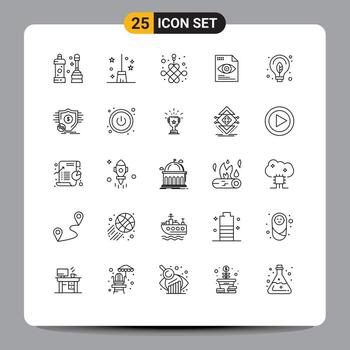 Editable Vector Line Pack of 25 Simple Lines of green computing chinese eye file Editable Vector Design Elements