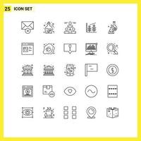 Set of 25 Modern UI Icons Symbols Signs for test beaker user startup finance Editable Vector Design Elements