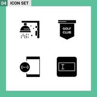 Set of 4 Modern UI Icons Symbols Signs for fitness app sport golf club develop Editable Vector Design Elements