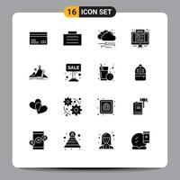 Universal Icon Symbols Group of 16 Modern Solid Glyphs of development success wind screen monitor Editable Vector Design Elements