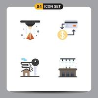 4 Thematic Vector Flat Icons and Editable Symbols of laser room card marketing city Editable Vector Design Elements