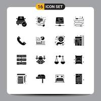 Pictogram Set of 16 Simple Solid Glyphs of usb cable love computing help Editable Vector Design Elements