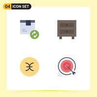 Pictogram Set of 4 Simple Flat Icons of box pisces service drawer symbolism Editable Vector Design Elements