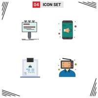 Set of 4 Modern UI Icons Symbols Signs for ad clipboard billboard mobile health Editable Vector Design Elements