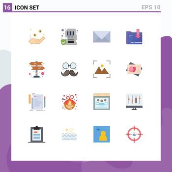 16 Flat Color concept for Websites Mobile and Apps arrow dawonlod mobile folder email Editable Pack of Creative Vector Design Elements