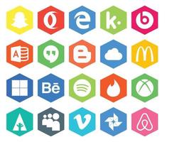 20 social medios de comunicación icono paquete incluso vimeo primero icloud xbox Spotify vector