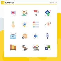 Set of 16 Modern UI Icons Symbols Signs for gesture gear paint roller seo development Editable Pack of Creative Vector Design Elements