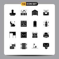 Set of 16 Modern UI Icons Symbols Signs for cloud cresent structure moon man Editable Vector Design Elements