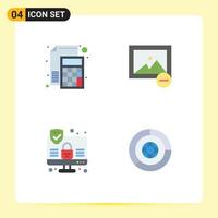 Set of 4 Commercial Flat Icons pack for accounting internet math image business Editable Vector Design Elements