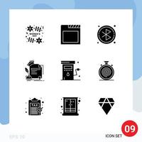 Universal Icon Symbols Group of 9 Modern Solid Glyphs of petrol energy circle agreement education Editable Vector Design Elements