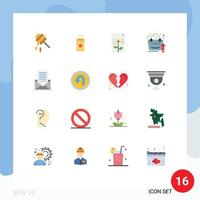 User Interface Pack of 16 Basic Flat Colors of envelope communication document growth analytics Editable Pack of Creative Vector Design Elements