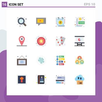 16 Universal Flat Colors Set for Web and Mobile Applications map page date file action Editable Pack of Creative Vector Design Elements