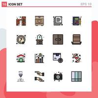 Pack of 16 Modern Flat Color Filled Lines Signs and Symbols for Web Print Media such as support mark documents ask woman Editable Creative Vector Design Elements