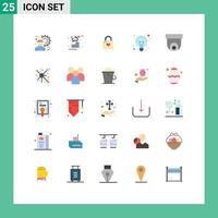 Pictogram Set of 25 Simple Flat Colors of light bulb travel heart lock heart Editable Vector Design Elements