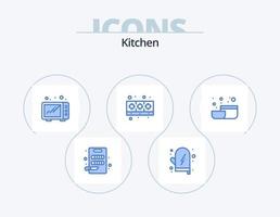 cocina azul icono paquete 5 5 icono diseño. . cocina. cocina. bol. comida vector