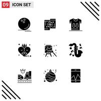 Solid Glyph Pack of 9 Universal Symbols of father accessories peer to peer player shirts Editable Vector Design Elements